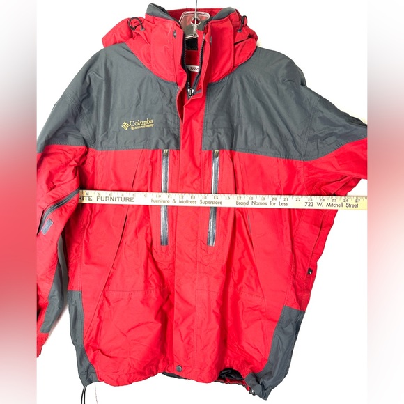 Columbia Titanium Men Size Large Red Black Omni Heat Jacket Hood Zip Pockets - Picture 3 of 16